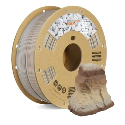 Immagine di OVERTURE Rock PLA Filamento 1.75mm, Roll 1kg Bobina(2.2lbs), Precisione Dimensionale +/ 0.05 mm, per Stampante 3D (Rock Fossile)
