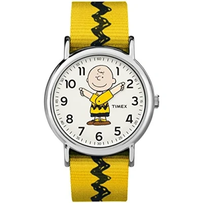 Immagine di Timex Orologio Analogico Classico Quarzo Unisex Bambini con Cinturino in Nylon TW2R41100, Giallo (Yello/Black/Charlie Brown)