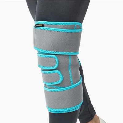Immagine di BraceUP Fascia per Ginocchio con Pacco Ghiaccio caldo/freddo riutilizzabile sollievo dal dolore al ginocchio, supporti in gel lesioni sportive, strappo menisco e post chirurgia.
