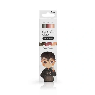Immagine di Copic Ciao LAYER &amp; MIX Set di pennarelli caldi con 3 diversi colori, evidenziatore layout una punta media e spazzola