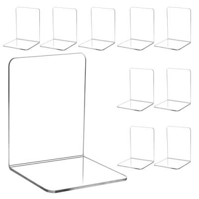 Immagine di Mozvvco 10pcs Fermalibri per Mensole Trasparente in Acrilico,Fermalibri Realizzati Set di Trasparenti Acrilico Adatto Scuola, Casa, Ufficio, Biblioteca
