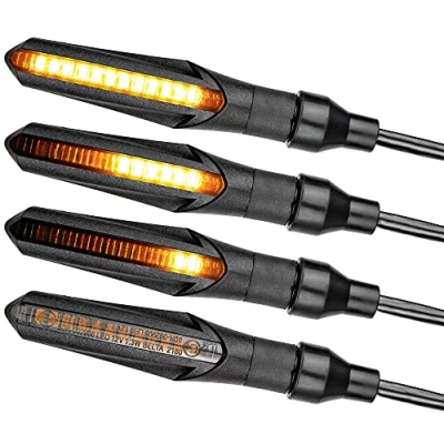 Immagine di Simda Pro Indicatori Frecce LED Moto Omologate E Mark con Effetto Dinamico Design Nero Universale per Quad ATV Lampeggiante Sequenziale Alta Luminosità Norma IP67 Impermeabile