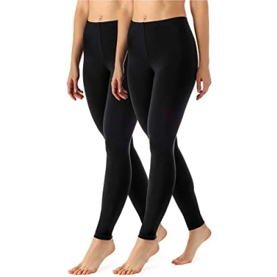 Immagine di Merry Style Leggings Lunghi Donna in Viscosa con Elastan Ampia Pantaloni Banda Elastica Leggins 2 Pack MS10 143(Nero/Nero, S)