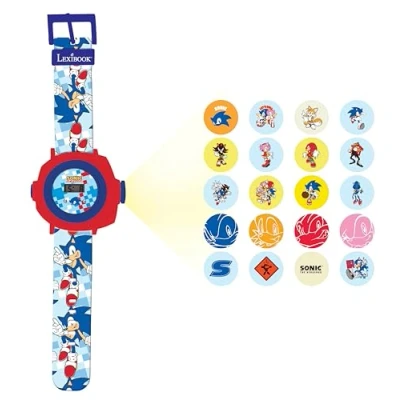 Immagine di Lexibook, SEGA The Hedgehog, Orologio da proiezione regolabile con schermo digitale, Proietta 20 immagini di Sonic, per bambini DMW050SN