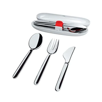 Immagine di Alessi Food Set Di Posate Da Viaggio, Acciaio Inossidabile 18/10, Argento, ‎16.51 x 5 3.51 cm 120 grammi