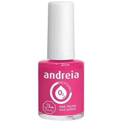 Immagine di Andreia Vernis Halal Smalto Vegan, Permeabile e Traspirante conforme ai requisiti Alta Qualità Colore B8 Rosa Sfumature di Viola 10,5 ml