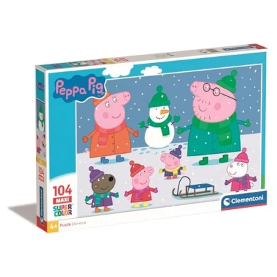 Immagine di Clementoni Peppa Pig Supercolor 104 maxi pezzi Made in Italy, puzzle bambini 4 anni+, Multicolore, 23752