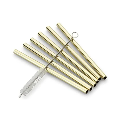 Immagine di ECHTWERK cannucce in acciaio inox Small 7pcs con spazzola per la pulizia, edizione rame, riutilizzabili, infrangibili, senza BPA, cocktail, long drink, smoothie