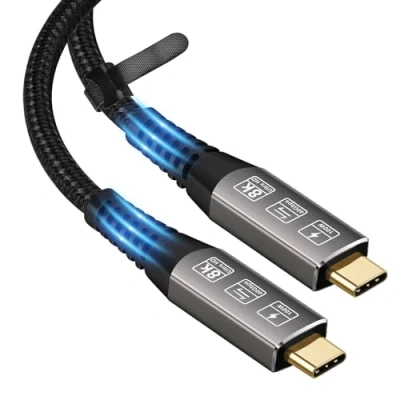 Immagine di CableDeconn USB4 8K 1m Cable M/M USB C Compatible with TB4 60Hz Video 40Gbps Data Transmissions rate 20V 5A 240W Power Delivery 3in1 for Monitor External SSD eGPU