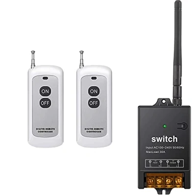 Immagine di dstfuy Interruttore con telecomando 220v,con 984 FT a lungo raggio relè AC 220 V/230V/240 V/40 A,interruttore remoto RF per pompa dell&#039;acqua ad alta potenza, motore, apparecchiature