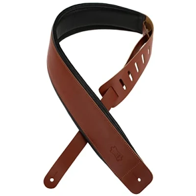 Immagine di Levy&#039;s DM1PD WAL Tracolla Per Chitarra Chrome tan Leather Garment Back &amp; Padding 3&quot; Walnut