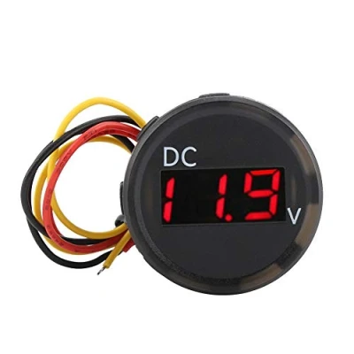 Immagine di Misuratore di tensione digitale, DC 0 100 V, impermeabile, rotondo, voltmetro digitale a LED, display per auto, moto, barca, fuoristrada, camper, caravan