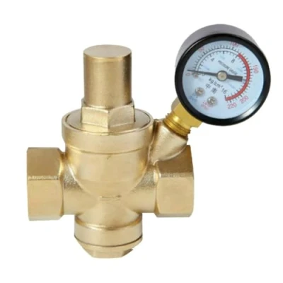 Immagine di DN15 DN20 DN25 DN32 bspp ajustable ottone acqua flusso valvola riduttore pressione con manometro femmina (DN25)