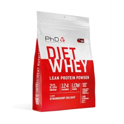 Immagine di PhD Nutrition Diet proteine in polvere Whey 1kg Fragola, ipocaloriche a supporto della dieta, Con 16g di per porzione