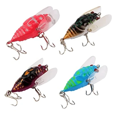 Immagine di Alomejor Esca Artificiale da Pesca Mini Insetto Cicala Esche Artificiali per d&#039;Acqua Dolce, Colore Casuale