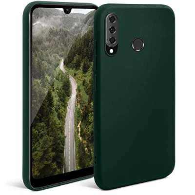 Immagine di Moozy Minimalist Series, Cover in Silicone per Huawei P30 Lite, Verde Notte Finitura Opaca, Custodia Sottile e Morbida TPU