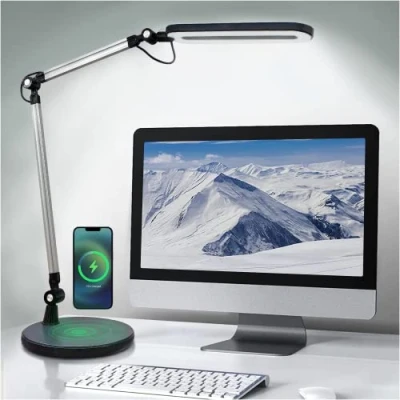 Immagine di OTUS Lampada da Scrivania a LED con Caricatore Wireless Tavolo per Casa e Ufficio 3 Temperature di Colore Luce Luminosità Regolabile