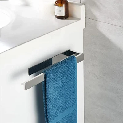 Immagine di CCKOLE portasciugamani senza fori, asta bagno 304 in acciaio inox cromato, porta asciugamani per ospiti, autoadesivo, da parete, 35 cm, (cromo argento)