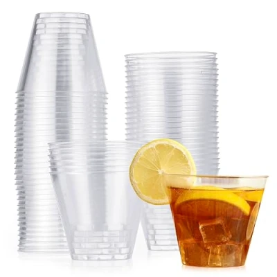 Immagine di Matana 60 Bicchieri in Plastica Rigida Trasparente per Cocktail, Champagne, Vino e Dessert (270ml / 9oz) Matrimoni, Compleanni, Natale, Feste Resistenti Riutilizzabili