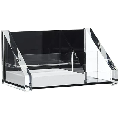 Immagine di Wedo Butler 605101 Scatola per foglietti in acrilico con 150 fogli di carta, piedini gomma antiscivolo, colore: trasparente/nero