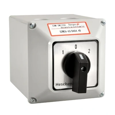 Immagine di Heschen Commutatore rotativo universale SZW26 63/D404.4D 660V 63A ON OFF 3 posizioni 4 fasi 4NO+4NC 16 terminali CE con interruttore principale Scatola esterna LW28 63/4