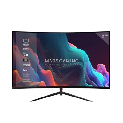 Immagine di Mars Gaming MV 27C, Monitor Curvo 27 FHD 1080p 200Hz, HDR10 1ms, FreeSync e G Sync, PC Senza Cornice, Angolo 20, Low Blue Light Flicker Free, HDMI + DisplayPort Jack 3.5mm, Nero