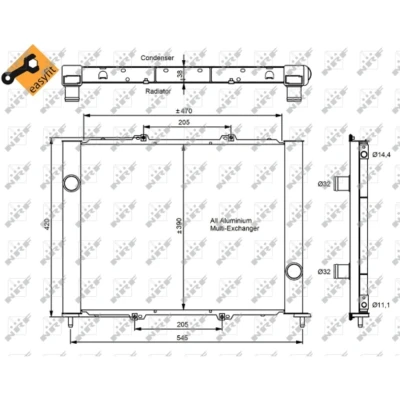 Immagine di NRF EASY FIT 35887 Condensatore con anello tenuta 14,4 11,1 Alluminio 470 RENAULT: CLIO 2