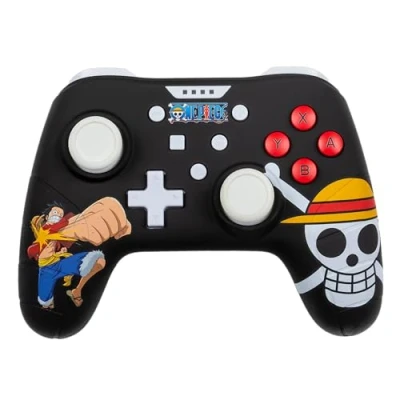 Immagine di Konix Controller cablato One Piece per Nintendo Switch, Switch OLED e PC Funzione vibrazione Cavo da 3 m Motivo Luffy Nero