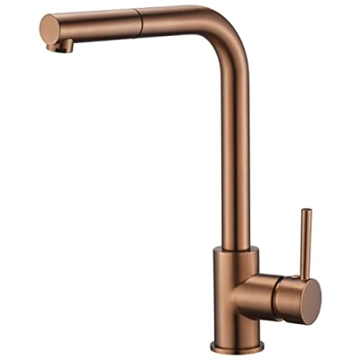 Immagine di IMEX Malta GCE006/ORC rubinetto da cucina monocomando con doccia estraibile, per lavello oro rosa spazzolato