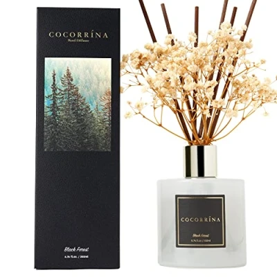 Immagine di COCORRÍNA Diffusore Profumo Ambiente 200ml profumato di Foresta Nera con Bastoncini Olio Essenziale fragranza per la casa Decorazione della mensola del Bagno