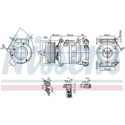 Immagine di NISSENS 890599 Compressore Aria Condizionata PXC14 12 PAG 46 YF R 134a PEUGEOT: 3008 II SUV, 5008 II, CITROËN: Jumpy III Van