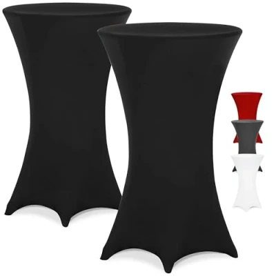 Immagine di Detex® 2x Copritavolo da Bar Vari Colori Lavabile Rivestimento per Tavoli Alti Bistrò Elastico (Ø 70 75cm, Nero)