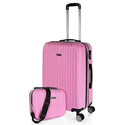 Immagine di ITACA Valigia Media da Viaggio Rigide. Trolley Medio con 4 Ruote. Materiale ABS Rigida in Offerta Resistente e Super Leggero 20 kg Lucchetto TSA T71560B, Rosa