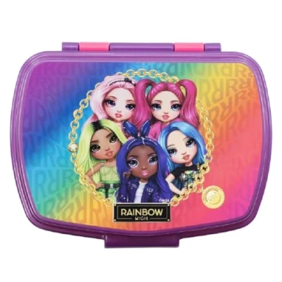 Immagine di ALMACENESADAN 4564 Contenitore per il pranzo Sandwich rettangolare multicolore rainbow; prodotto riutilizzabile; privo di BPA; dimensioni interne 16,5 x 11,5 5,5 cm
