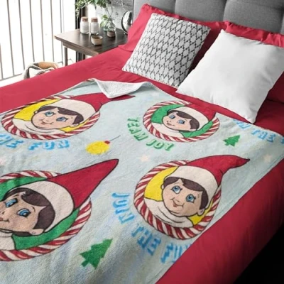 Immagine di the Elf on Shelf Team Joy coperta con elfo, accessori ufficiali elfo sullo scaffale: super morbida e accogliente natalizia in pile per bambini, regalo di Natale ragazzi ragazze