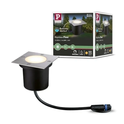 Immagine di PAULMANN 94227 Sistema dilluminazione Plug&amp;Shine Lampada da incasso a LED per esterni (monocolore) 3.6 W Bianco caldo acciaio inox