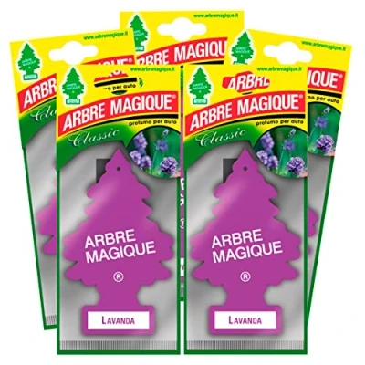 Immagine di Arbre Magique Mono, Profumatore Auto, Fragranza Lavanda, Profumazione Fresca e Versatile, Durata fino a 7 Settimane, Made in Italy, Confezione da 5 Pezzi