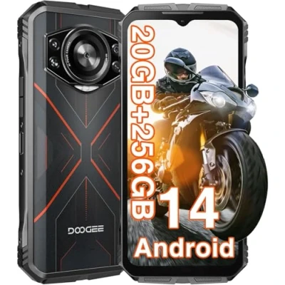 Immagine di DOOGEE S Cyber 4G Rugged Smartphone (2024), 10800mAh Batteria, 20GB + 256GB, 6.58&quot; FHD+, 50MP AI Fotocamera 16MP, Android 14 Cellulare Impermeabile, Octa Core, IP68/LED/LOUD Speaker/NFC Rosso