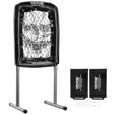 Immagine di VEVOR Rete di Battuta per Sofetball Baseball 9 Buche 50,8 x 74 cm Allenamento, Portatile Lanci 3 Livelli Regolabile in Altezza Sistema Battute Allenamento su Prato