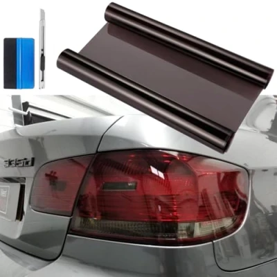 Immagine di NewL Pellicola autoadesiva oscurante per faro antinebbia posteriore auto, rivestimento adesivo effetto fumè in vinile fendinebbia 30,5 x 122 cm (Grigio scuro)