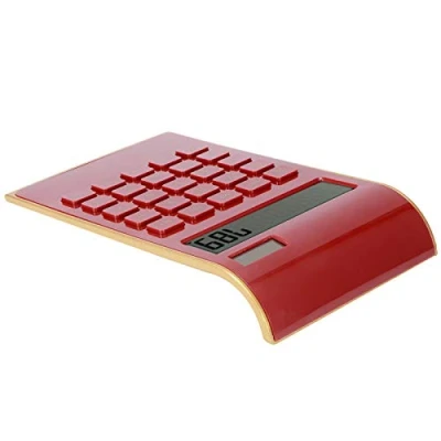 Immagine di lyrlody Calcolatrice, 10 Cifre Calcolatrice a Pulsanti Grandi Solare da Tavolo con Ampio Display LCD Pulsante Sensibile per L&#039;Ufficio Domestico(Rosso)