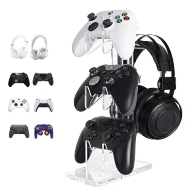 Immagine di NIYATA Supporto per Cuffie Universale,Supporto Controller di Gioco Trasparente con 3 Strati,Porta Joystick da Gioco,Porta Xbox Series,PS5,PS4,PS4,(3 Strati)