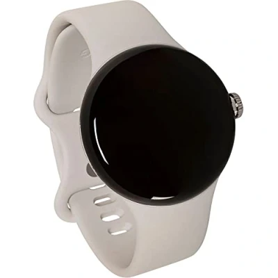 Immagine di Google Pixel Watch Smartwatch Android con monitoraggio attività Orologio della frequenza cardiaca Cassa in acciaio inossidabile argento lucido banda Chalk Active, WIFI/BT