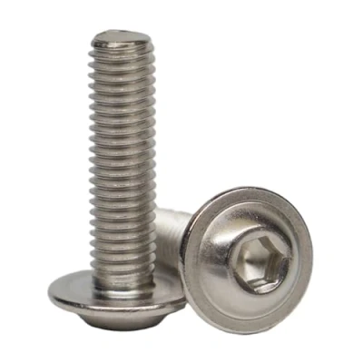 Immagine di viti a testa bombata M10 in acciaio inox (10 pezzi), piatta x 25 mm, con flangia e esagono incassato, A2 V2A, antiruggine,