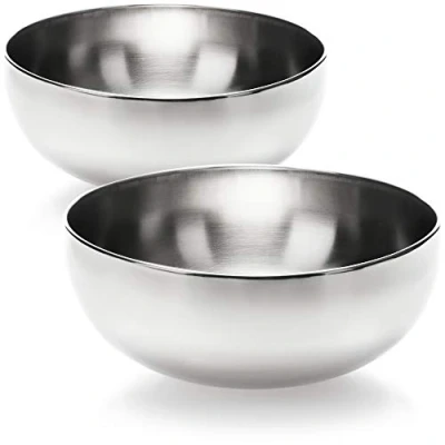 Immagine di COM FOUR® 2x ciotole in acciaio inossidabile set per mescolare fruttiera insalatiera da portata (2 pezzi Ø 24 cm)