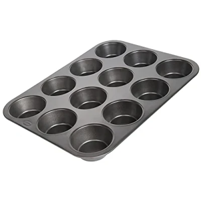 Immagine di wenco Stampo per muffin, 12 pezzi, antiaderente, lavabile in lavastoviglie, acciaio al carbonio, resistente calore fino a 220C, nero
