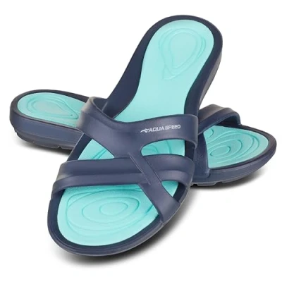 Immagine di Aqua Speed Set ciabatte da bagno + asciugamano in microfibra Donna sandali doccia per donne e ragazze sauna bagno, Panama Ragazza 10, 42 EU