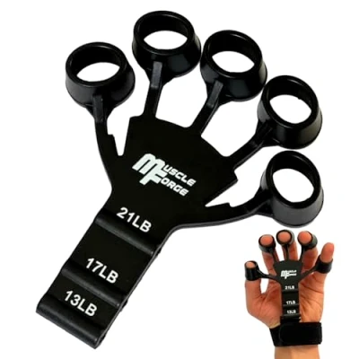 Immagine di MuscleForge® Finger Trainer, Estensore delle Dita in silicone per rafforzare la forza della presa, 3 Livelli di Regolazione 6 10 kg, Gripper Strength Trainer L&#039;allenamento e avambraccio