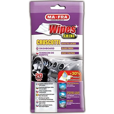 Immagine di Ma Fra Wipes Clean, Salviette per Cruscotti Effetto Lucido, Ideali Ogni Tipo di Superfici Interne Auto, Protezione e Pulizia in Una Sola Passata, 20 Pezzi