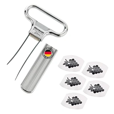 Immagine di Westmark Set da Vino, 6 Pezzi, 1 Apribottiglie con Cavatappi Ah So, Monopol Edition + 5 Versavino Safety, Acciaio/Zinco Pressofuso/PET, Cromato/Argento/Nero, 628533E6